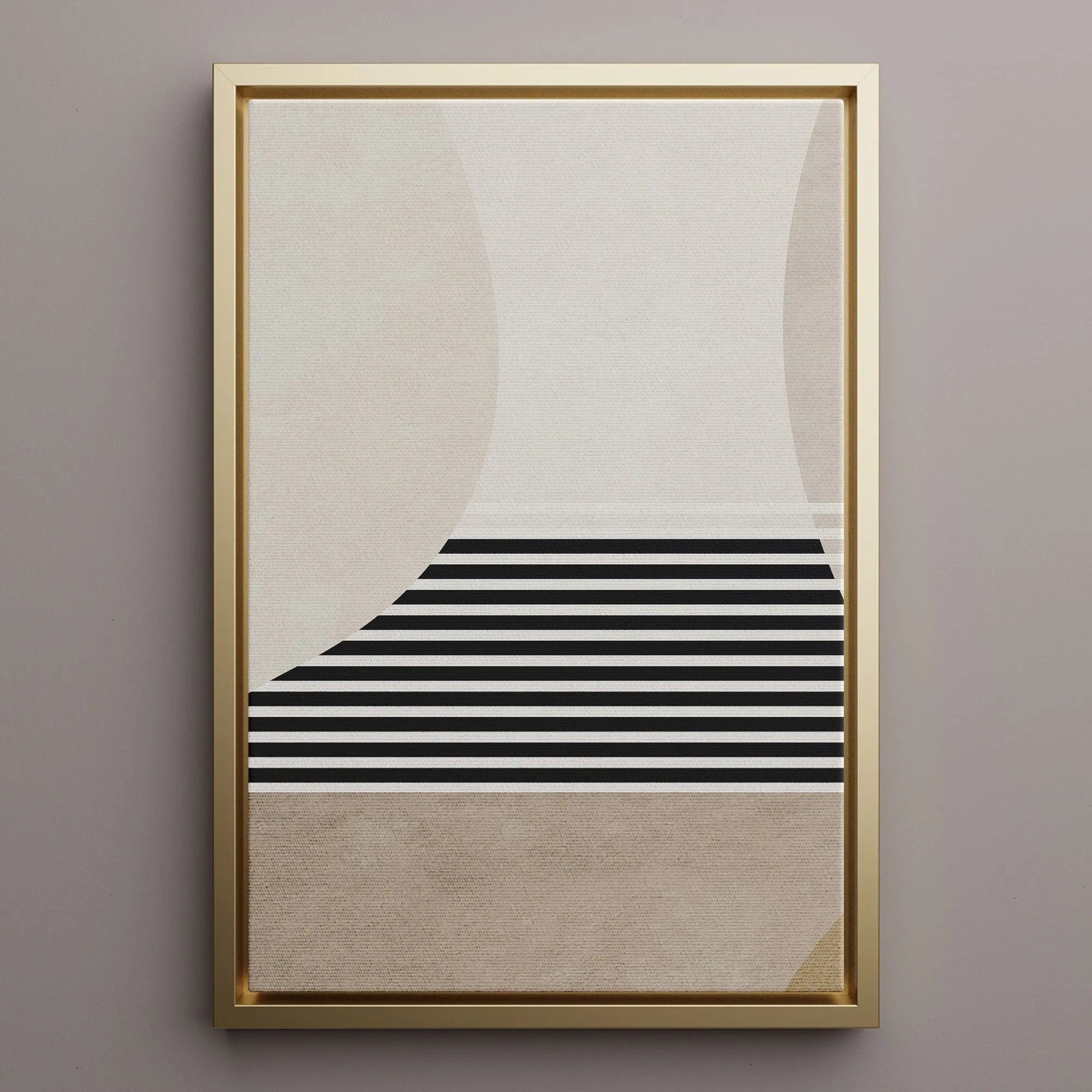 Canvas Wall Art Stretched Over Wooden Frame with Floating Frame and Golden Horse Abstract Painting CV4173