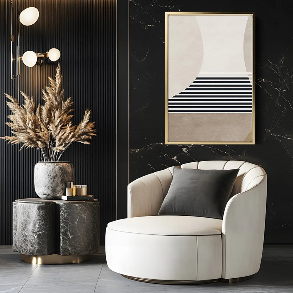 Canvas Wall Art Stretched Over Wooden Frame with Floating Frame and Golden Horse Abstract Painting CV4173