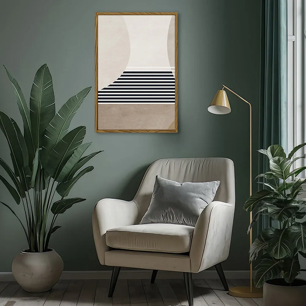 Canvas Wall Art Stretched Over Wooden Frame with Floating Frame and Golden Horse Abstract Painting CV4173