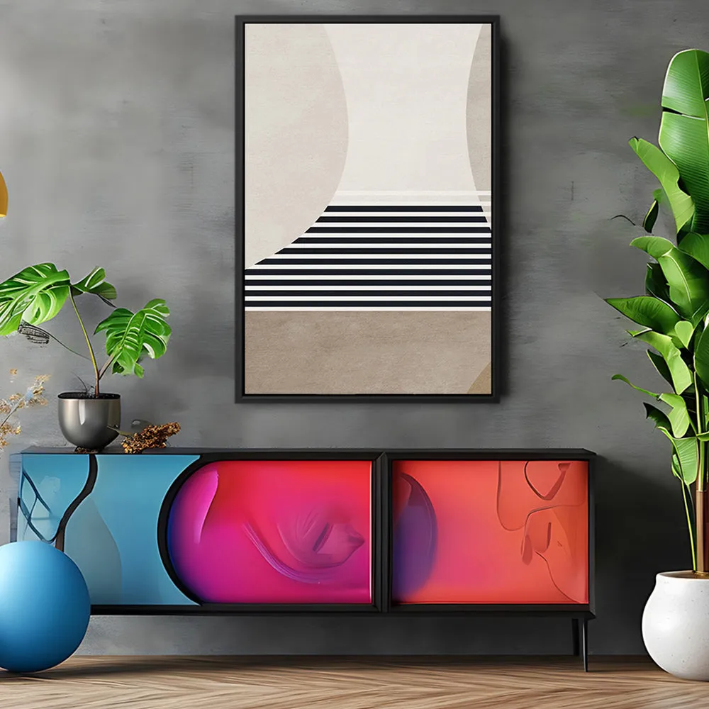Canvas Wall Art Stretched Over Wooden Frame with Floating Frame and Golden Horse Abstract Painting CV4173