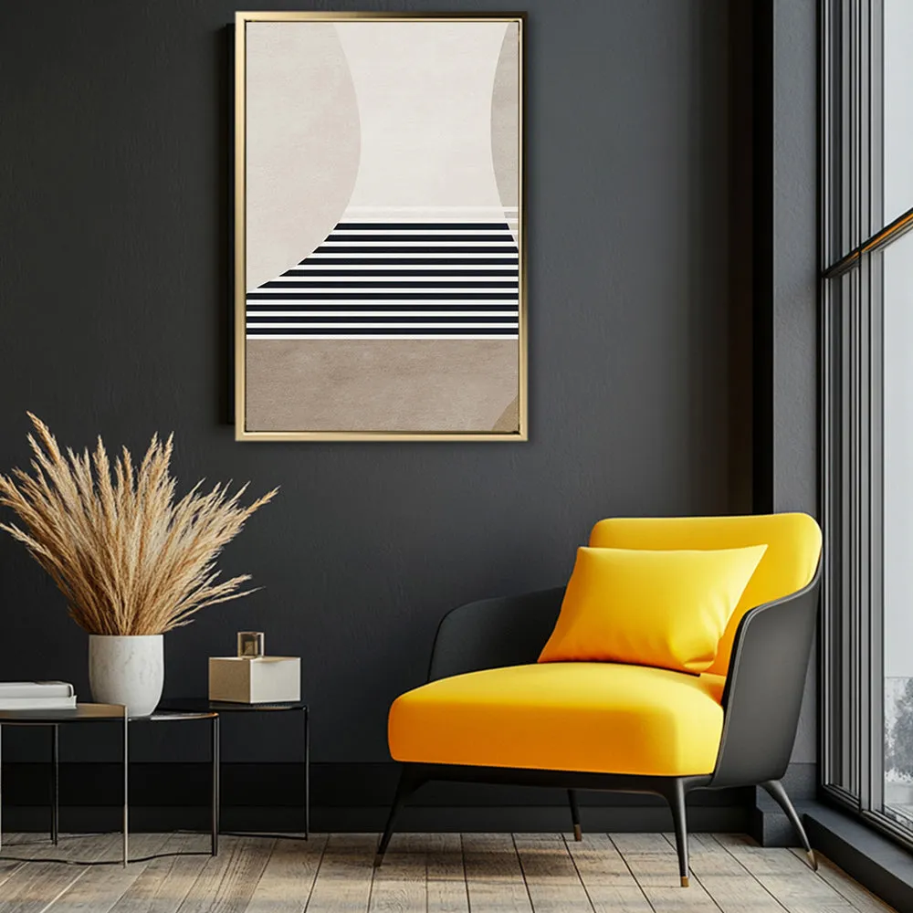 Canvas Wall Art Stretched Over Wooden Frame with Floating Frame and Golden Horse Abstract Painting CV4173