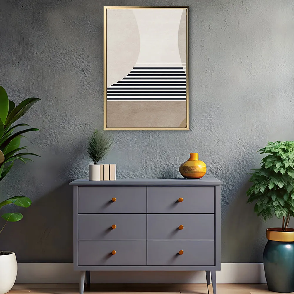 Canvas Wall Art Stretched Over Wooden Frame with Floating Frame and Golden Horse Abstract Painting CV4173