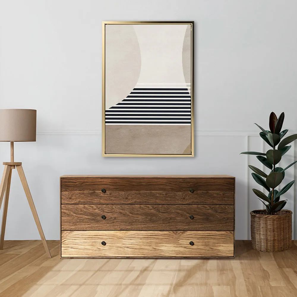 Canvas Wall Art Stretched Over Wooden Frame with Floating Frame and Golden Horse Abstract Painting CV4173