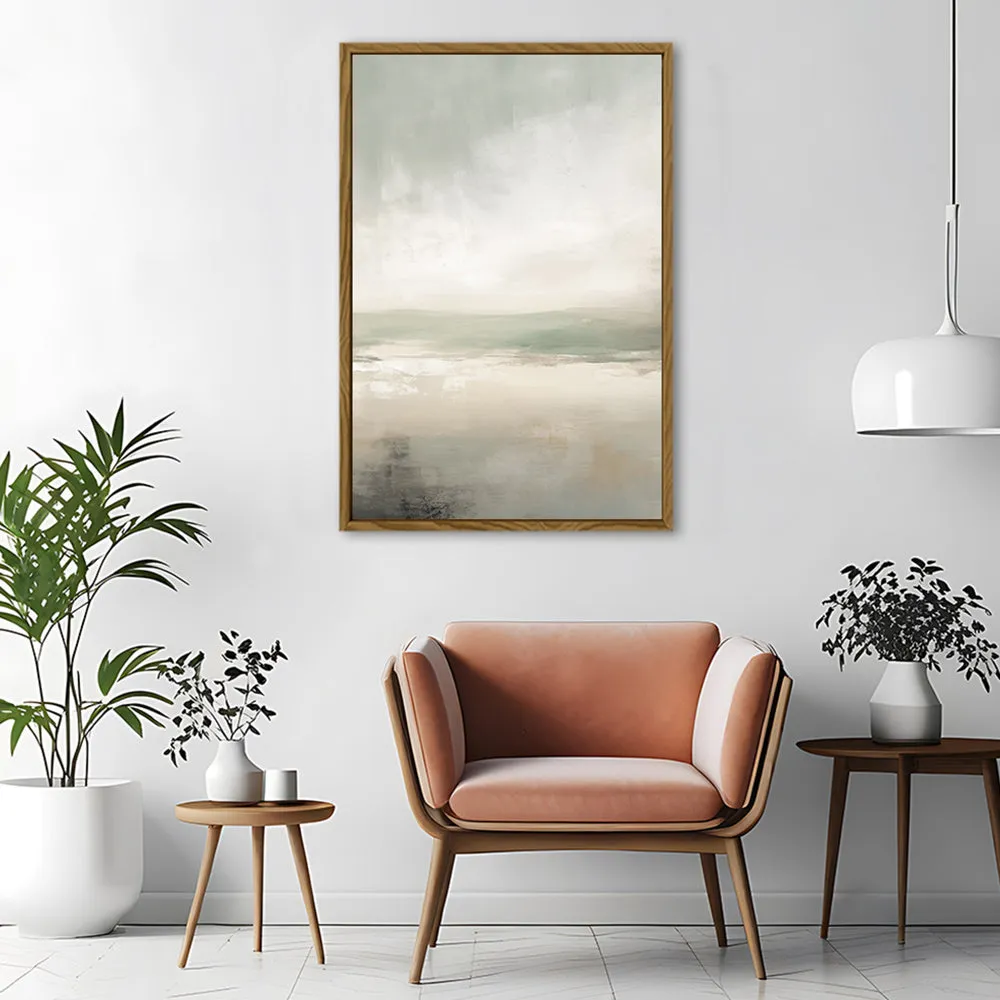 Canvas Wall Art Stretched Over Wooden Frame with Floating Frame and lake Abstract Painting CV4189