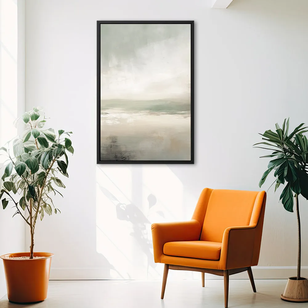 Canvas Wall Art Stretched Over Wooden Frame with Floating Frame and lake Abstract Painting CV4189