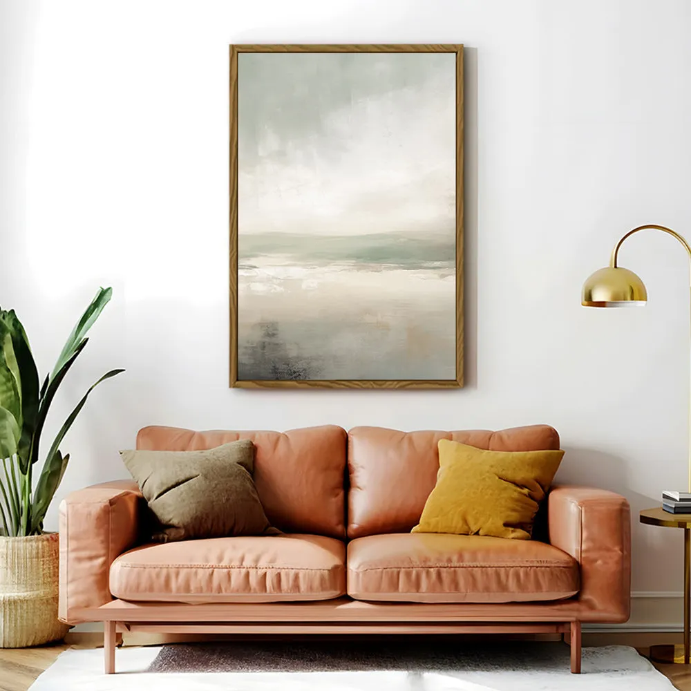 Canvas Wall Art Stretched Over Wooden Frame with Floating Frame and lake Abstract Painting CV4189