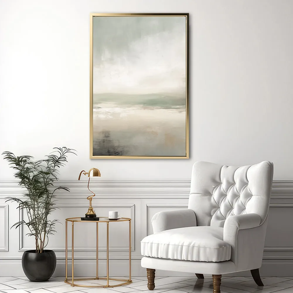 Canvas Wall Art Stretched Over Wooden Frame with Floating Frame and lake Abstract Painting CV4189