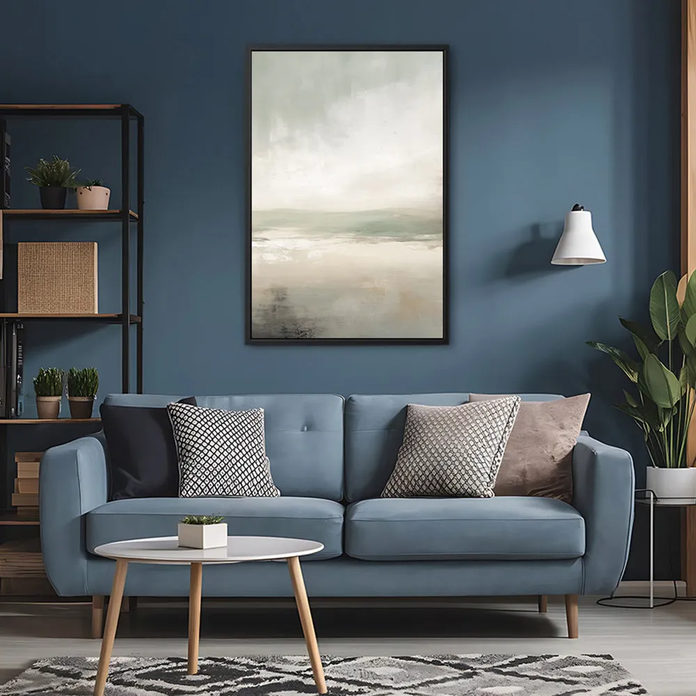 Canvas Wall Art Stretched Over Wooden Frame with Floating Frame and lake Abstract Painting CV4189