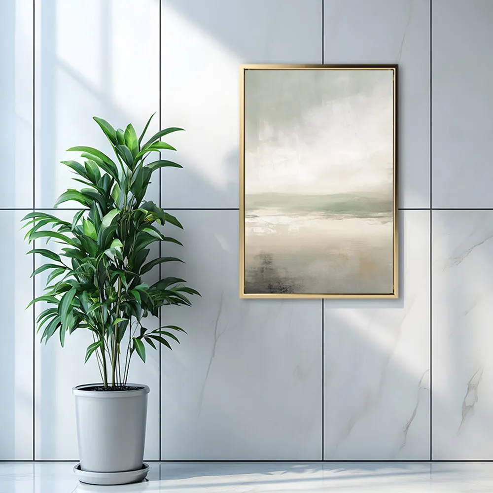Canvas Wall Art Stretched Over Wooden Frame with Floating Frame and lake Abstract Painting CV4189