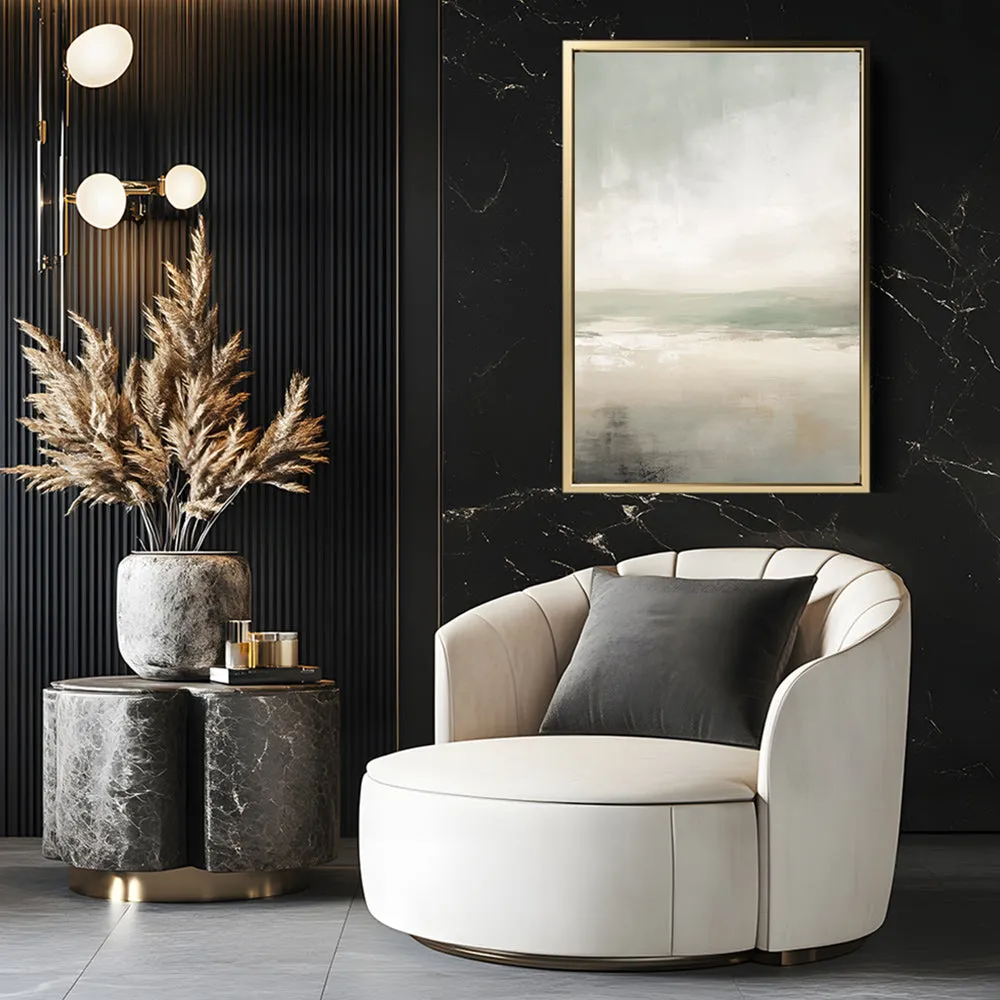 Canvas Wall Art Stretched Over Wooden Frame with Floating Frame and lake Abstract Painting CV4189