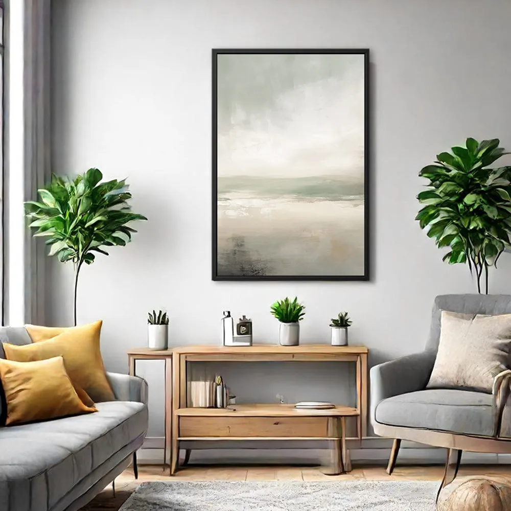 Canvas Wall Art Stretched Over Wooden Frame with Floating Frame and lake Abstract Painting CV4189