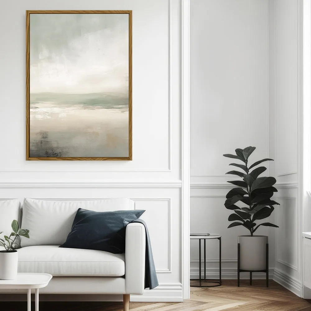 Canvas Wall Art Stretched Over Wooden Frame with Floating Frame and lake Abstract Painting CV4189