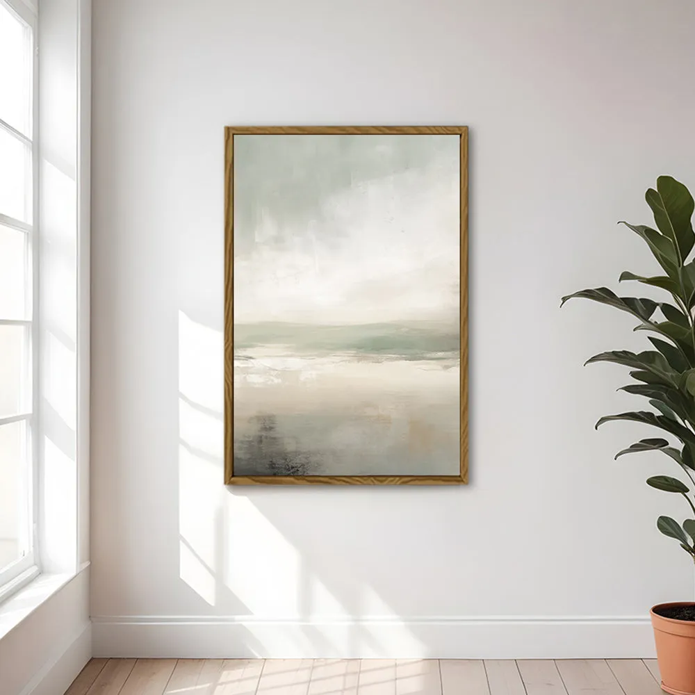 Canvas Wall Art Stretched Over Wooden Frame with Floating Frame and lake Abstract Painting CV4189