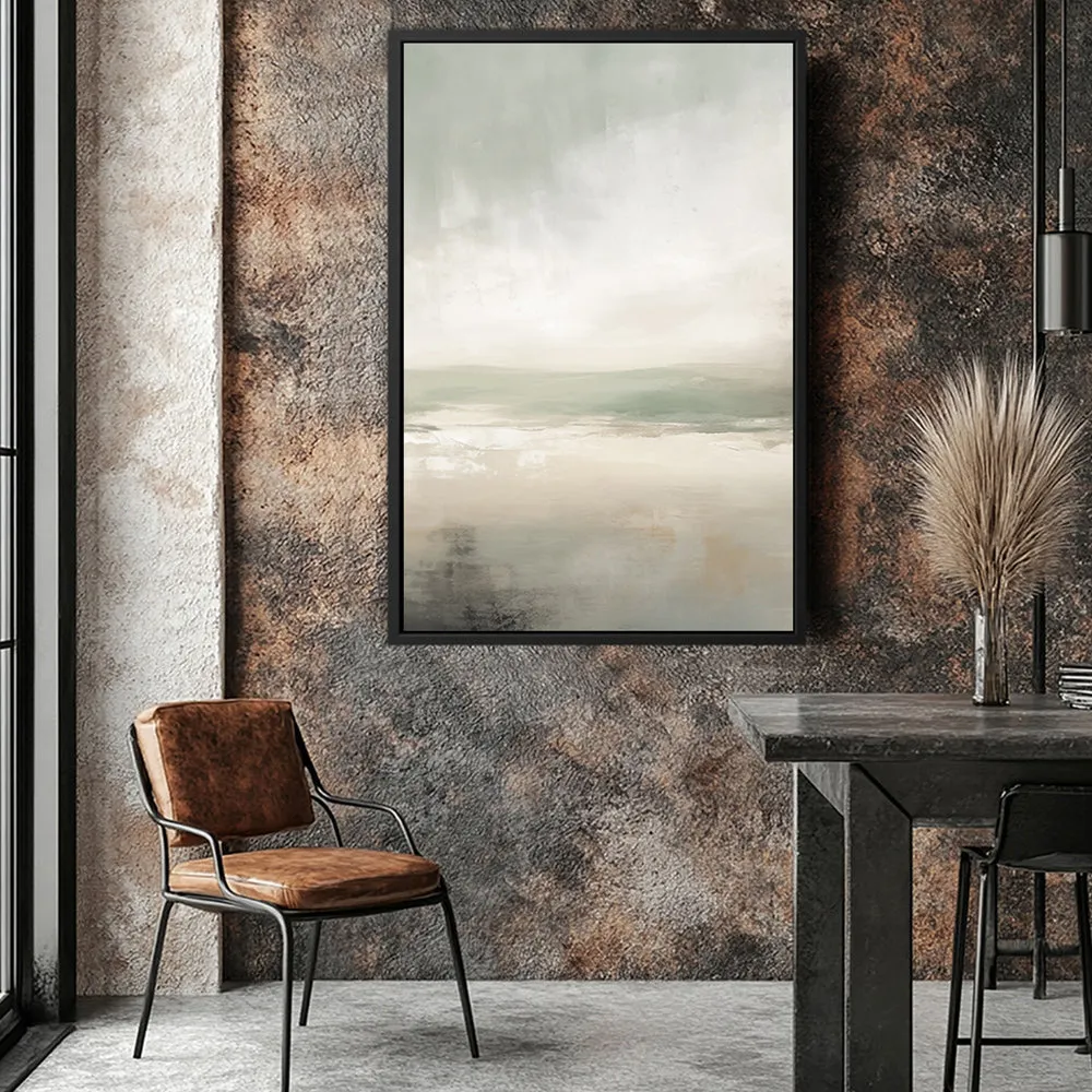 Canvas Wall Art Stretched Over Wooden Frame with Floating Frame and lake Abstract Painting CV4189