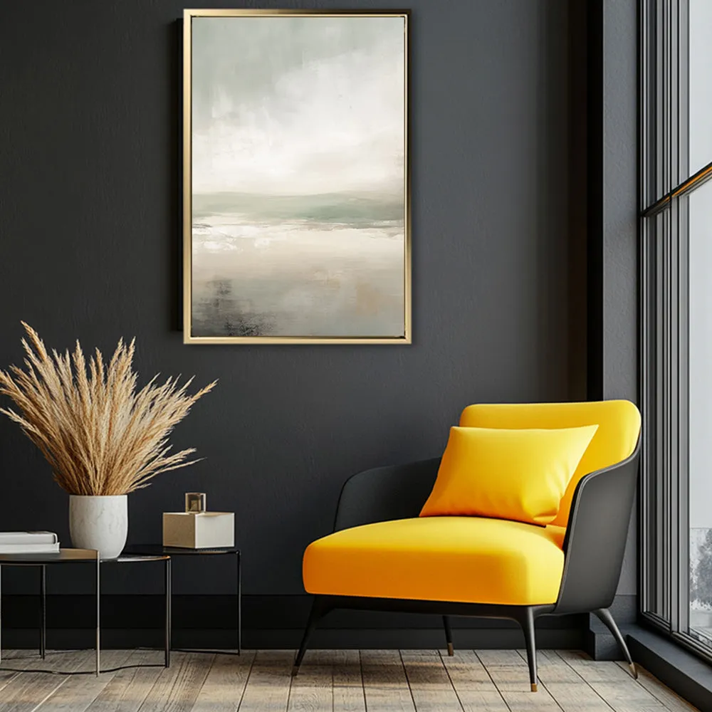 Canvas Wall Art Stretched Over Wooden Frame with Floating Frame and lake Abstract Painting CV4189