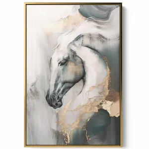 Canvas Wall Art Stretched Over Wooden Frame with Gold Floating Frame