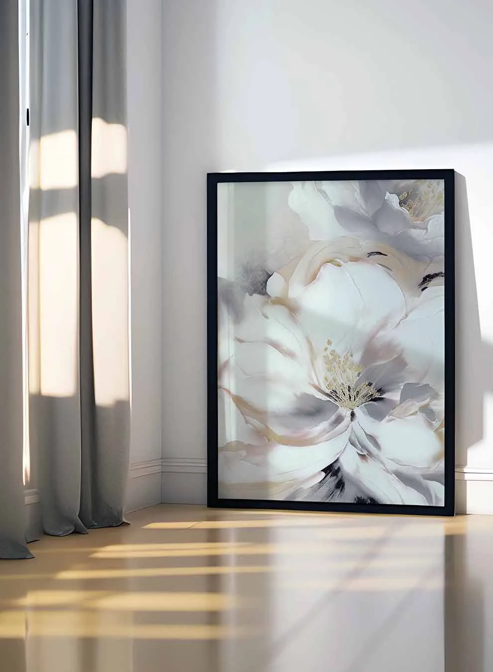 Canvas Wall Art Stretched Over Wooden Frame with Gold Floating Frame