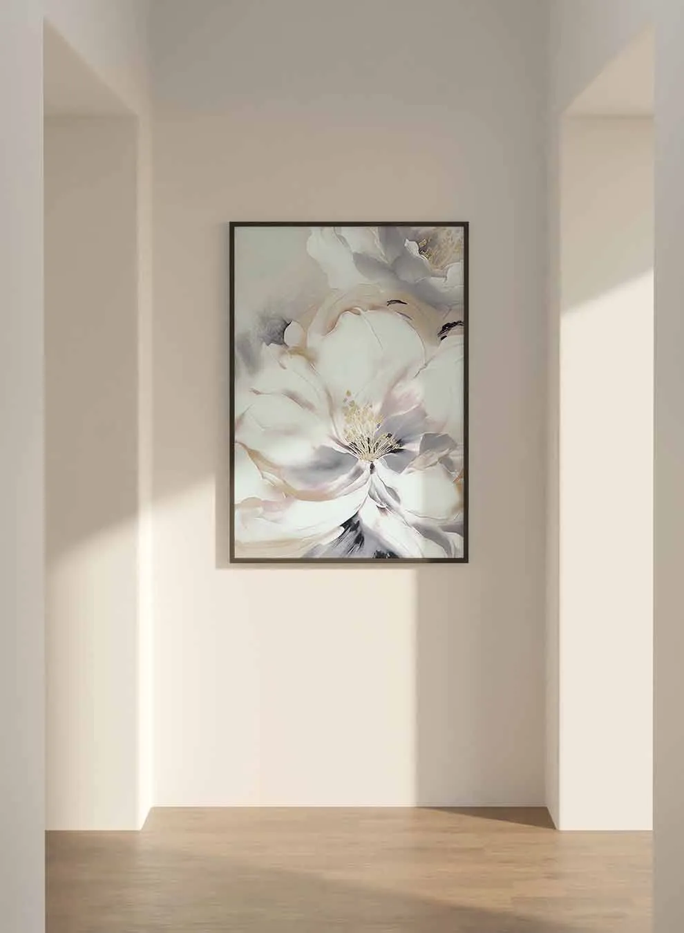 Canvas Wall Art Stretched Over Wooden Frame with Gold Floating Frame