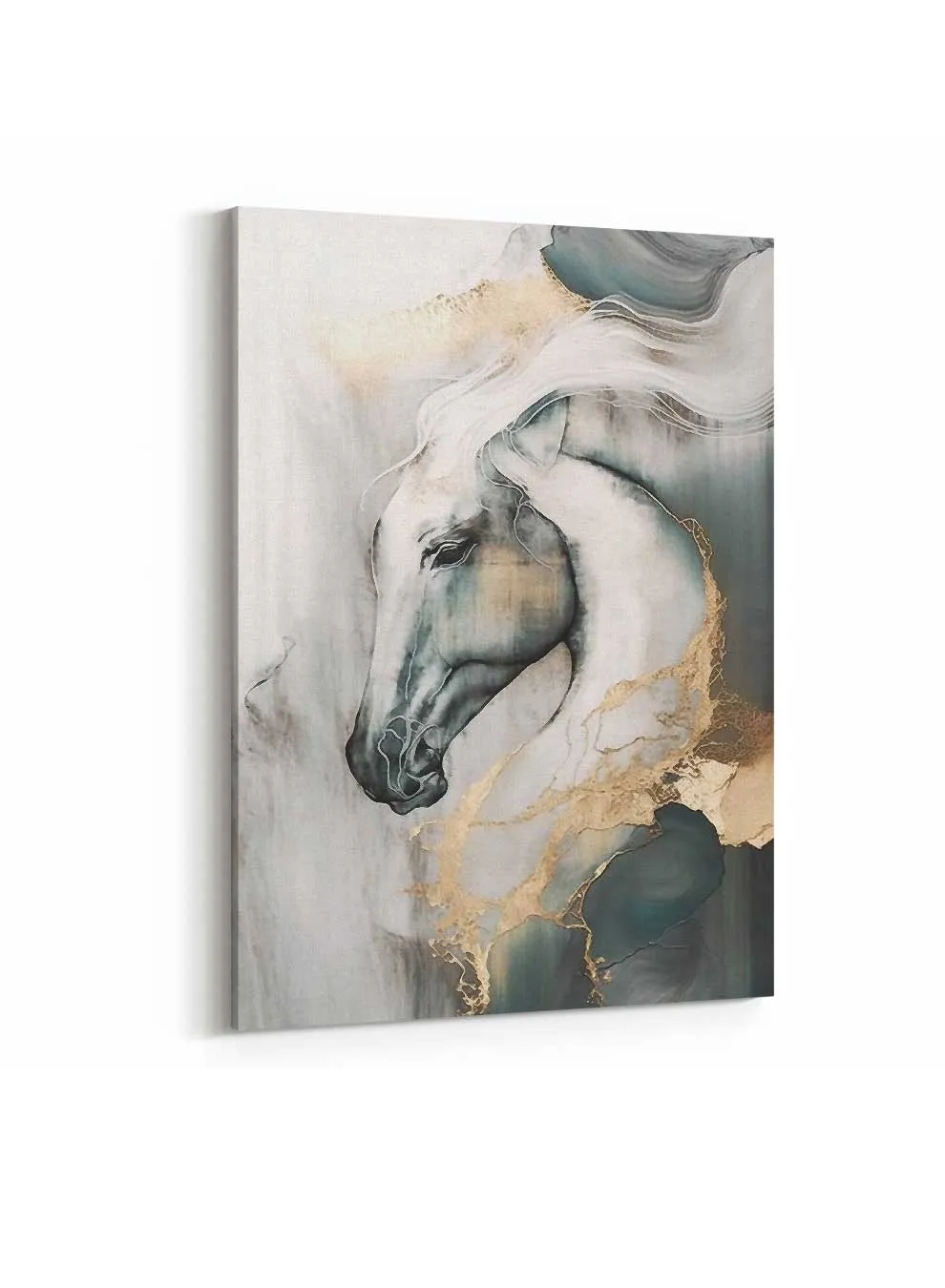 Canvas Wall Art Stretched Over Wooden Frame with Gold Floating Frame