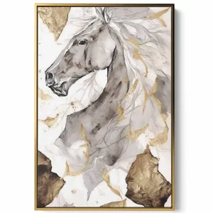 Canvas Wall Art Stretched Over Wooden Frame with Gold Floating Frame