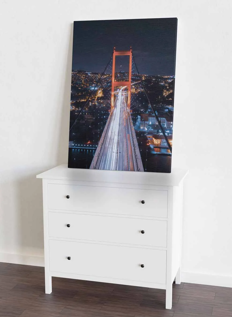 Canvas Wall Art Stretched Over Wooden Frame with Gold Floating Frame
