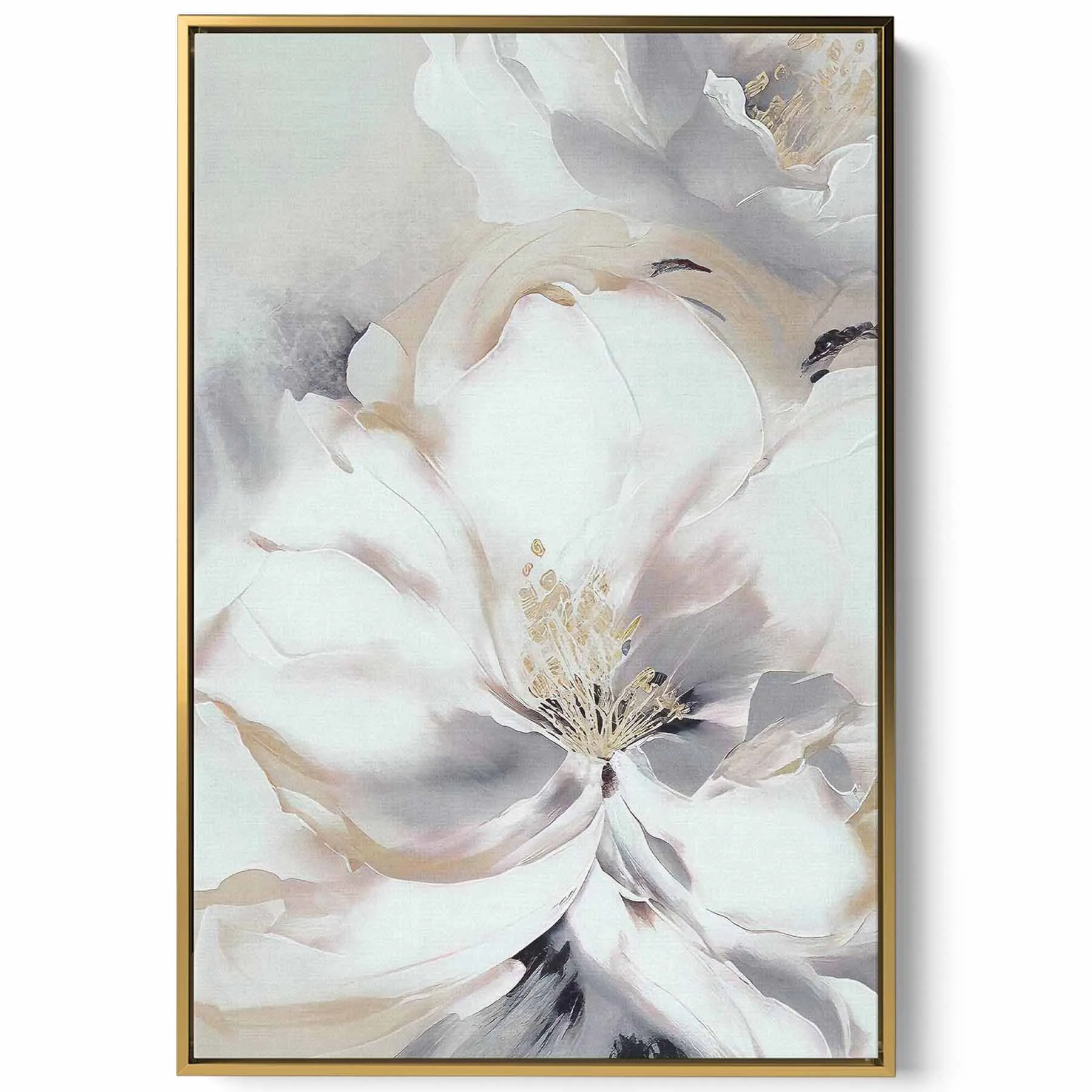 Canvas Wall Art Stretched Over Wooden Frame with Gold Floating Frame