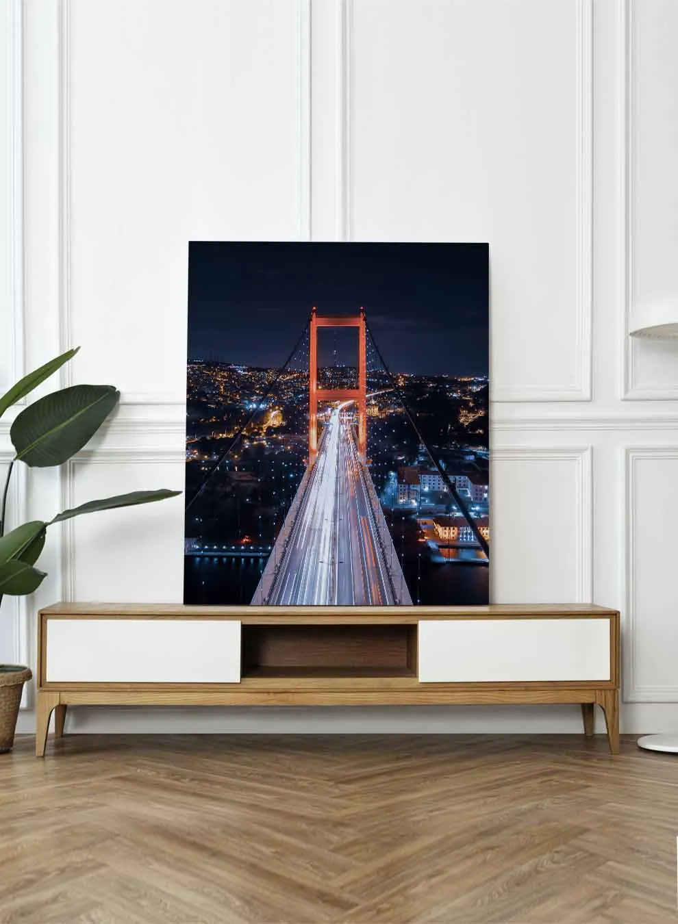 Canvas Wall Art Stretched Over Wooden Frame with Gold Floating Frame