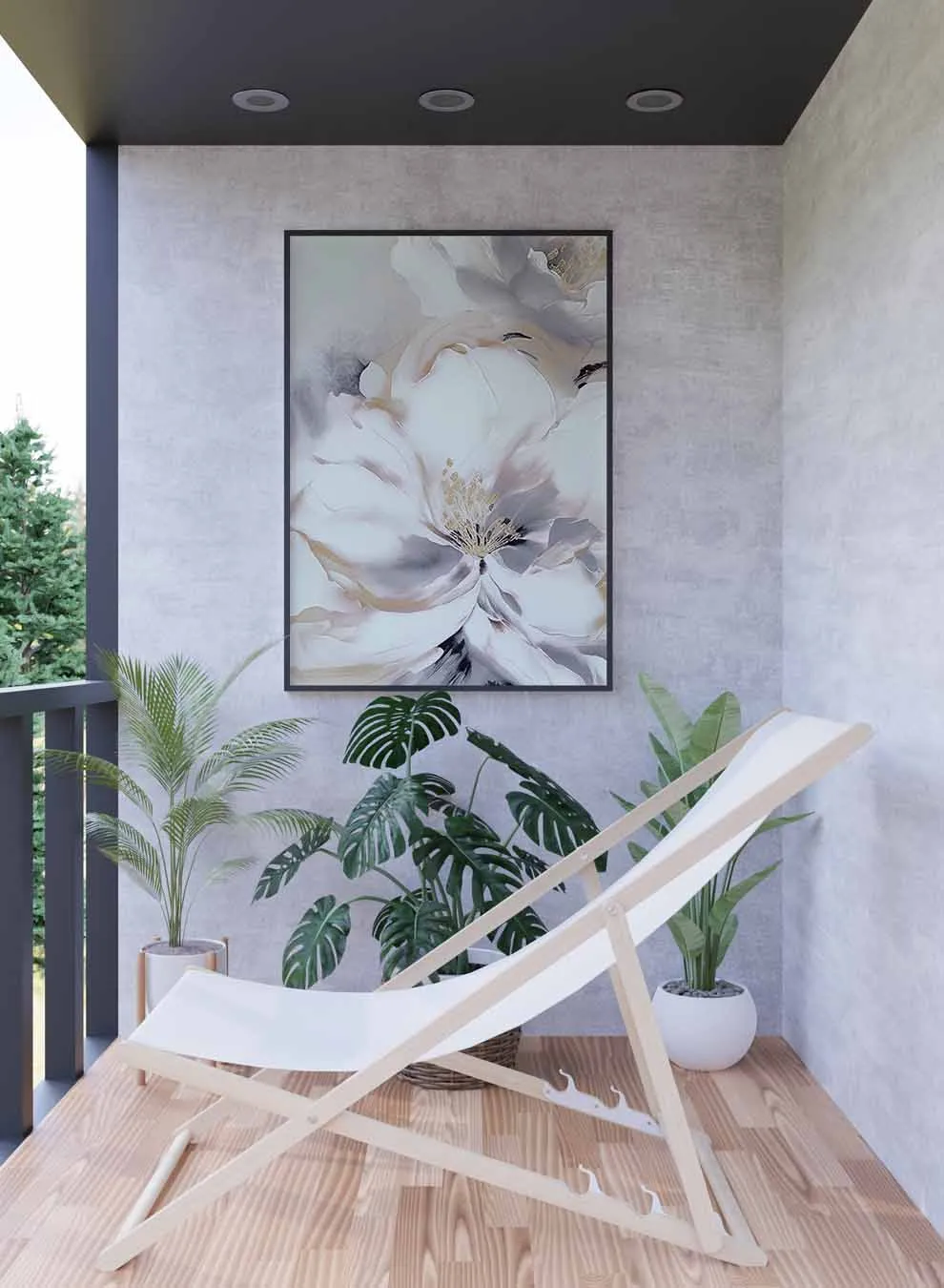Canvas Wall Art Stretched Over Wooden Frame with Gold Floating Frame