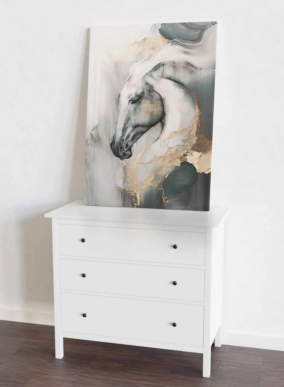 Canvas Wall Art Stretched Over Wooden Frame with Gold Floating Frame