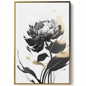 Canvas Wall Art Stretched Over Wooden Frame with Gold Floating Frame