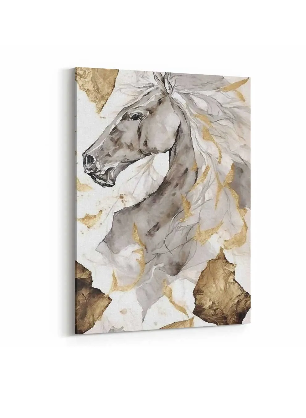 Canvas Wall Art Stretched Over Wooden Frame with Gold Floating Frame