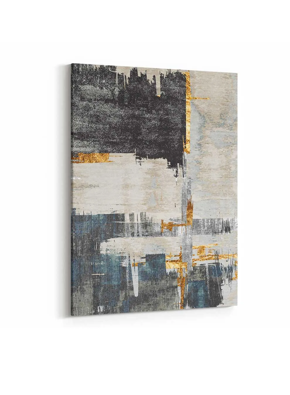 Canvas Wall Art Stretched Over Wooden Frame with Gold Floating Frame