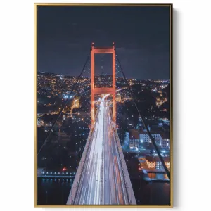 Canvas Wall Art Stretched Over Wooden Frame with Gold Floating Frame