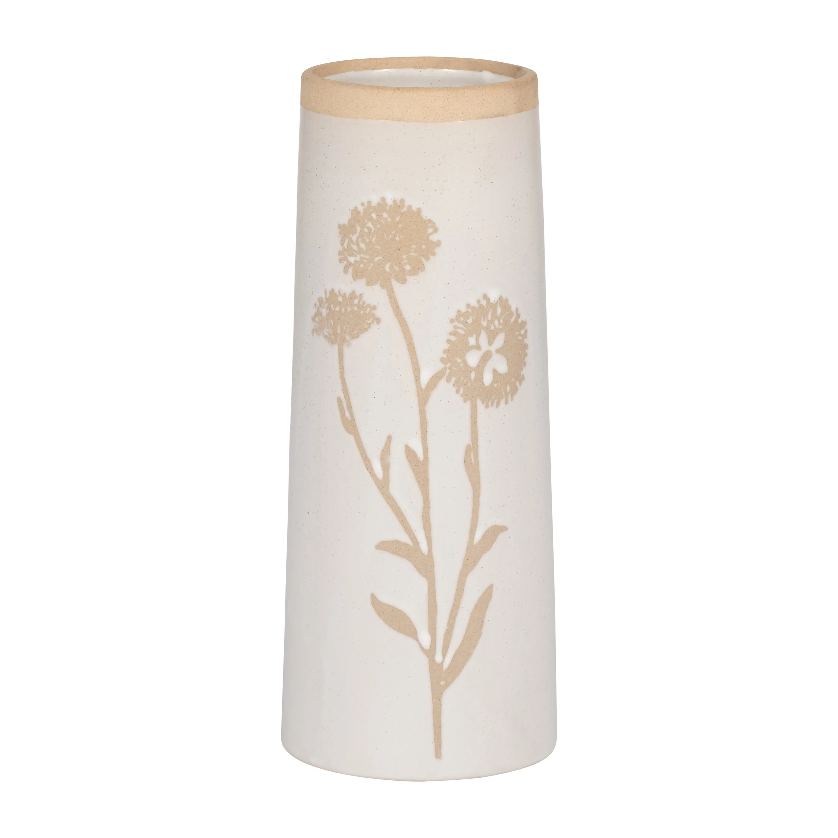 CER, 10" DANDELION VASE, IVORY