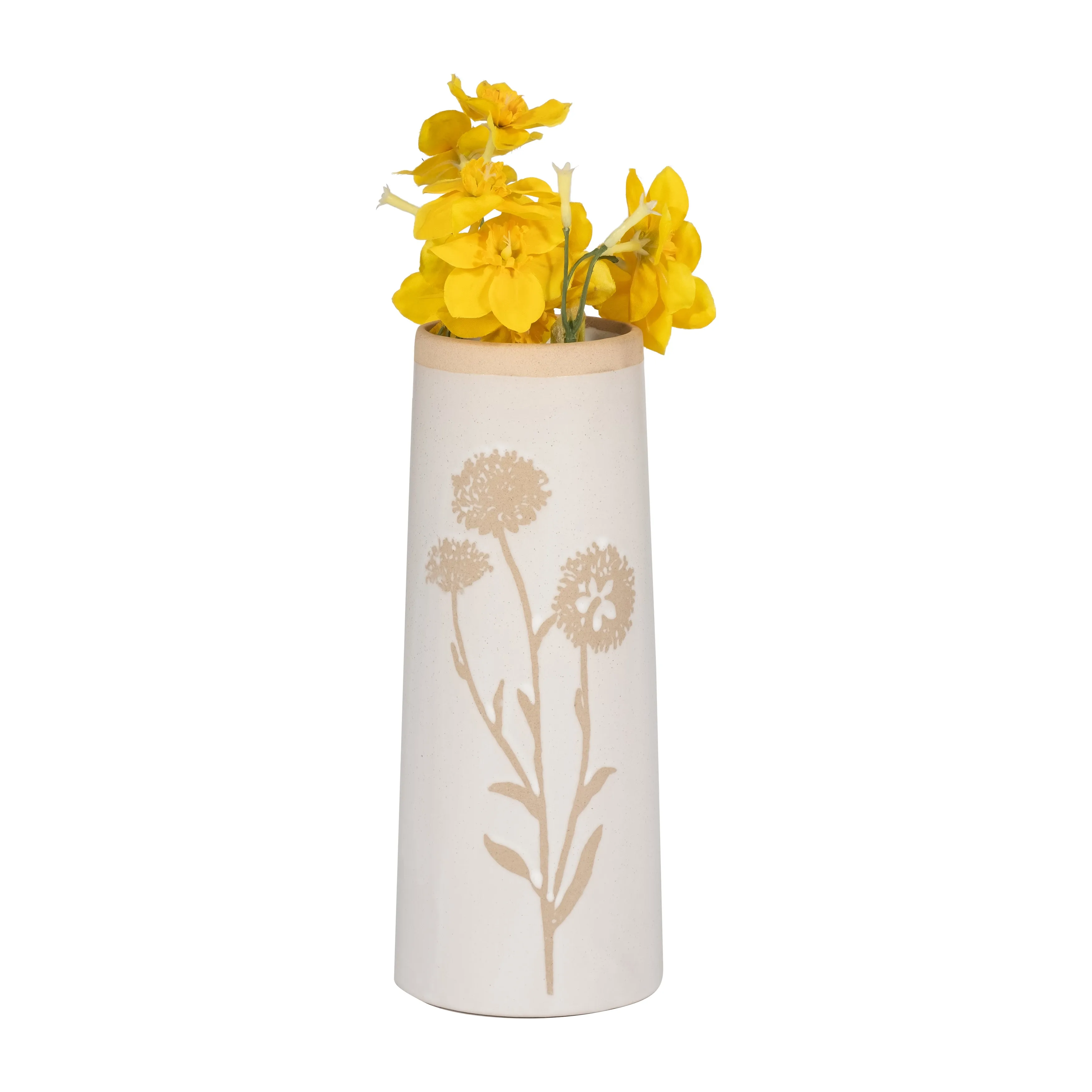CER, 10" DANDELION VASE, IVORY