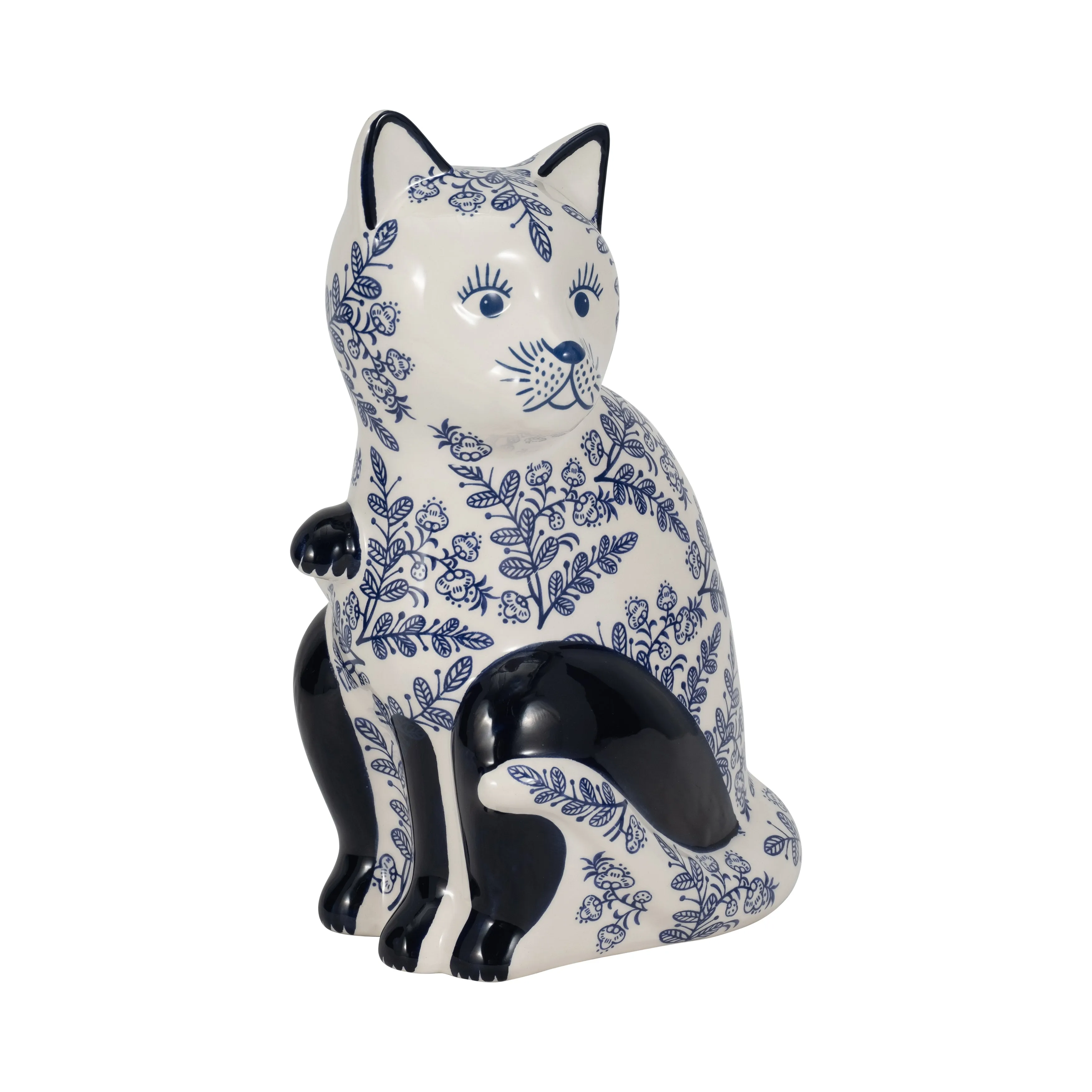 CER, 10" SITTING CHINOISERIE CAT, BLUE/WHITE