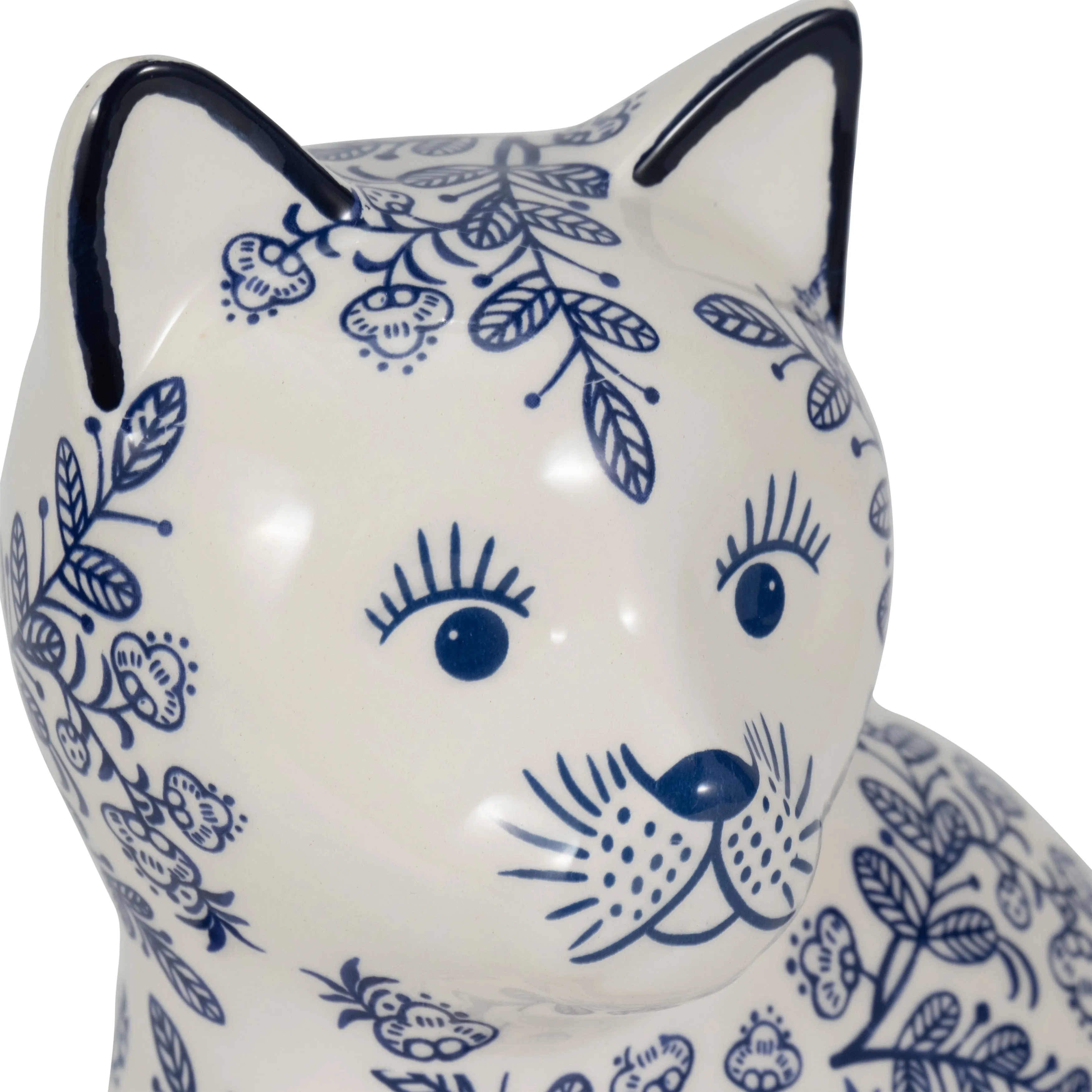 CER, 10" SITTING CHINOISERIE CAT, BLUE/WHITE