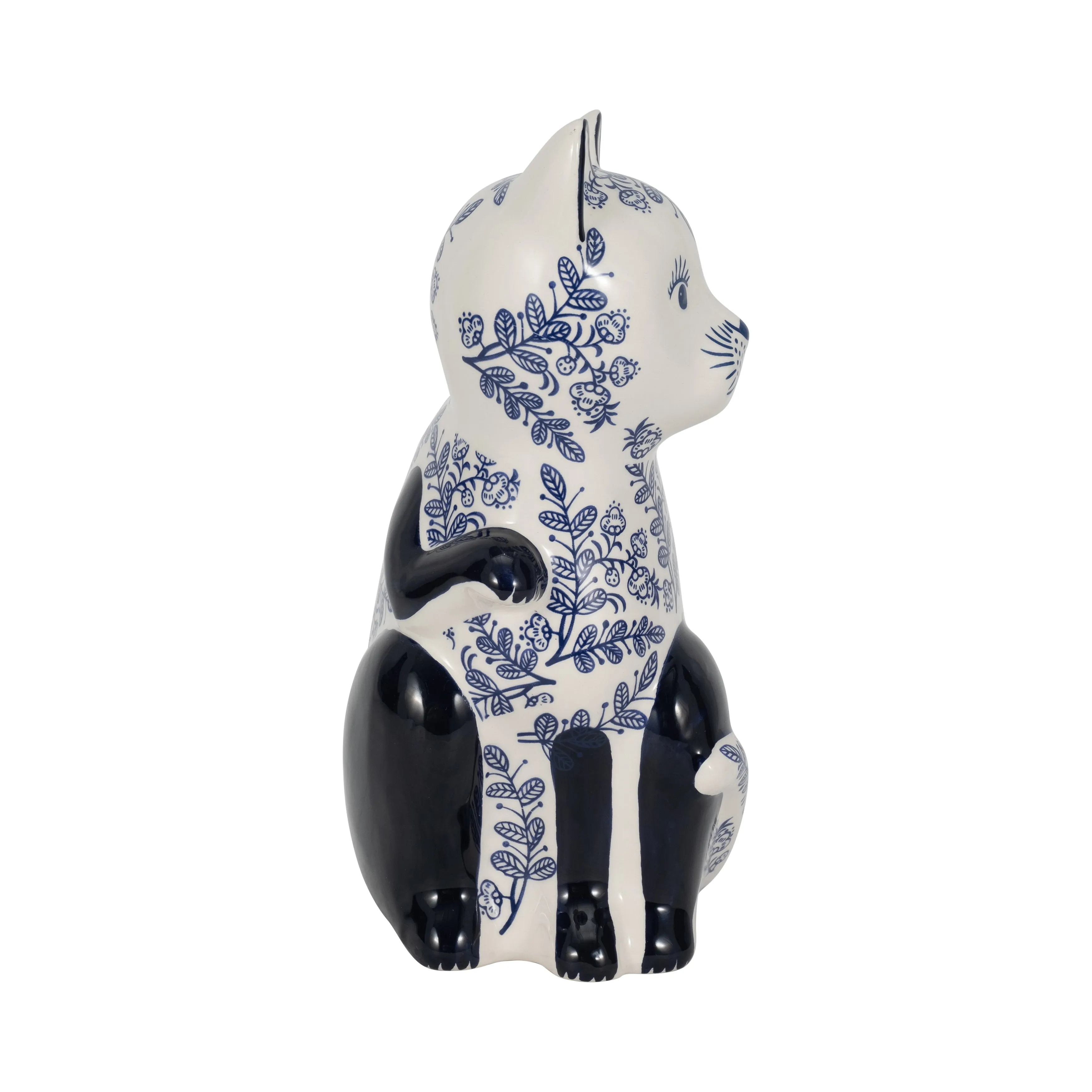 CER, 10" SITTING CHINOISERIE CAT, BLUE/WHITE