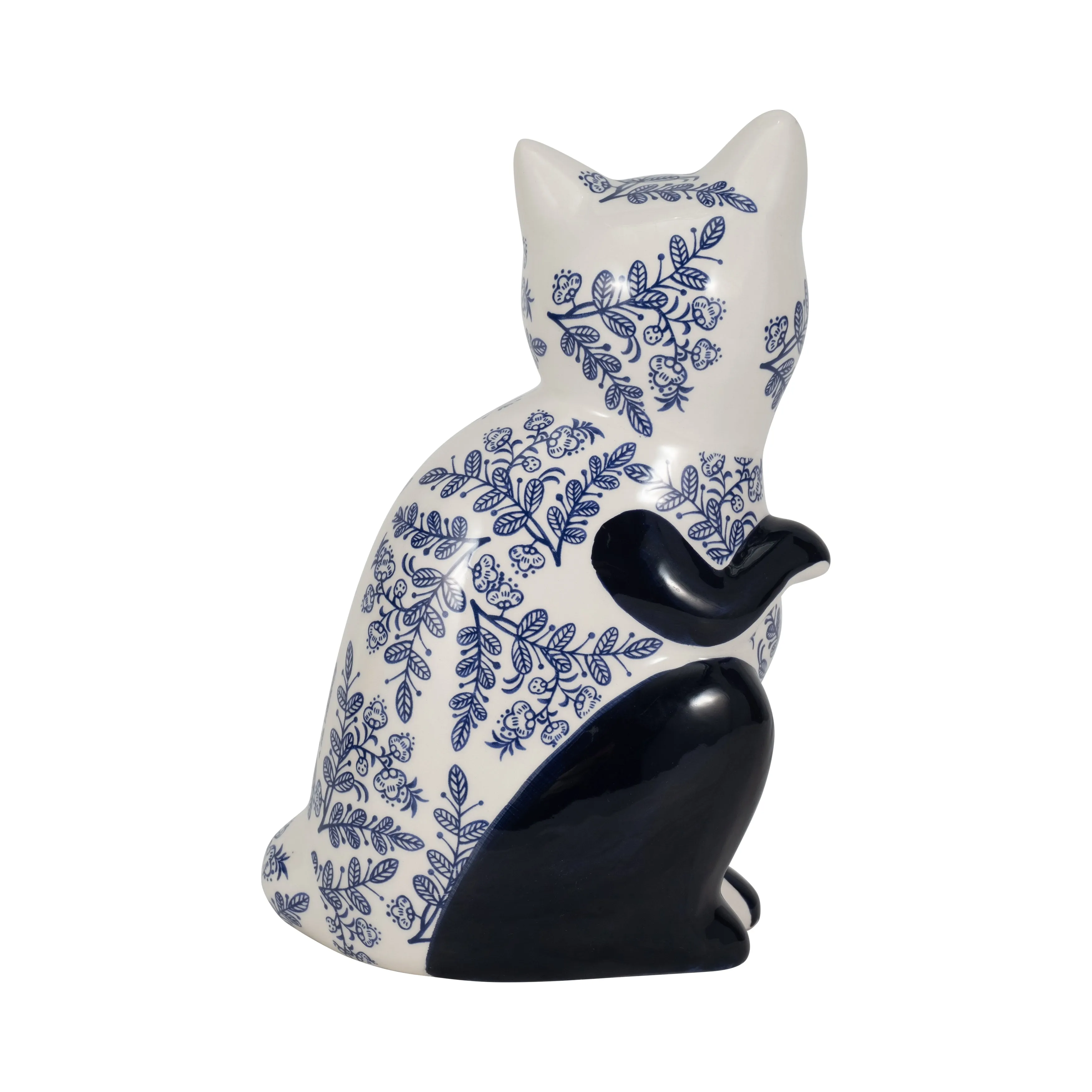 CER, 10" SITTING CHINOISERIE CAT, BLUE/WHITE