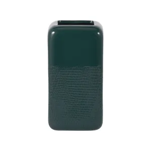 CER, 10" SQUARED GROOVED VASE, FOREST GREEN