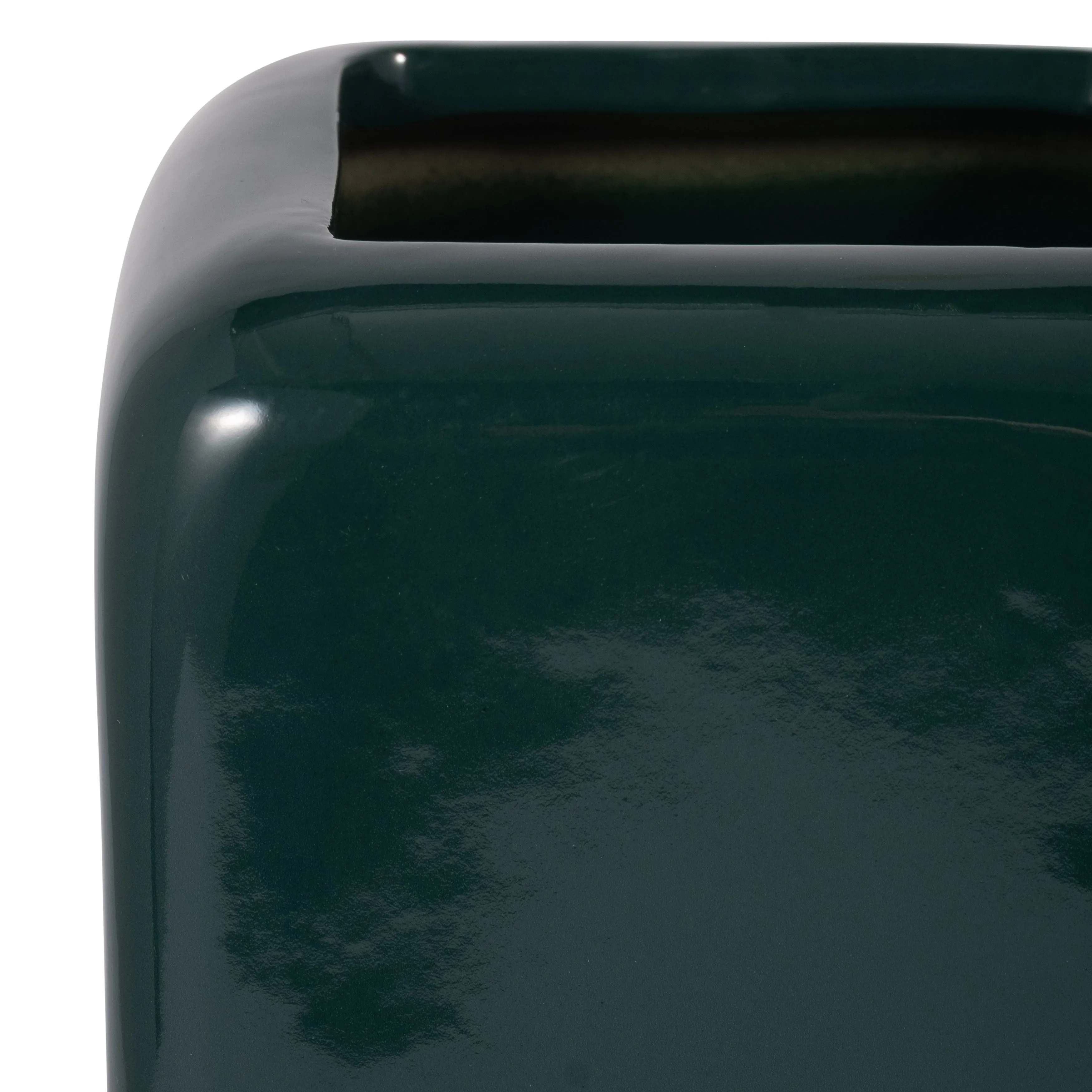 CER, 10" SQUARED GROOVED VASE, FOREST GREEN