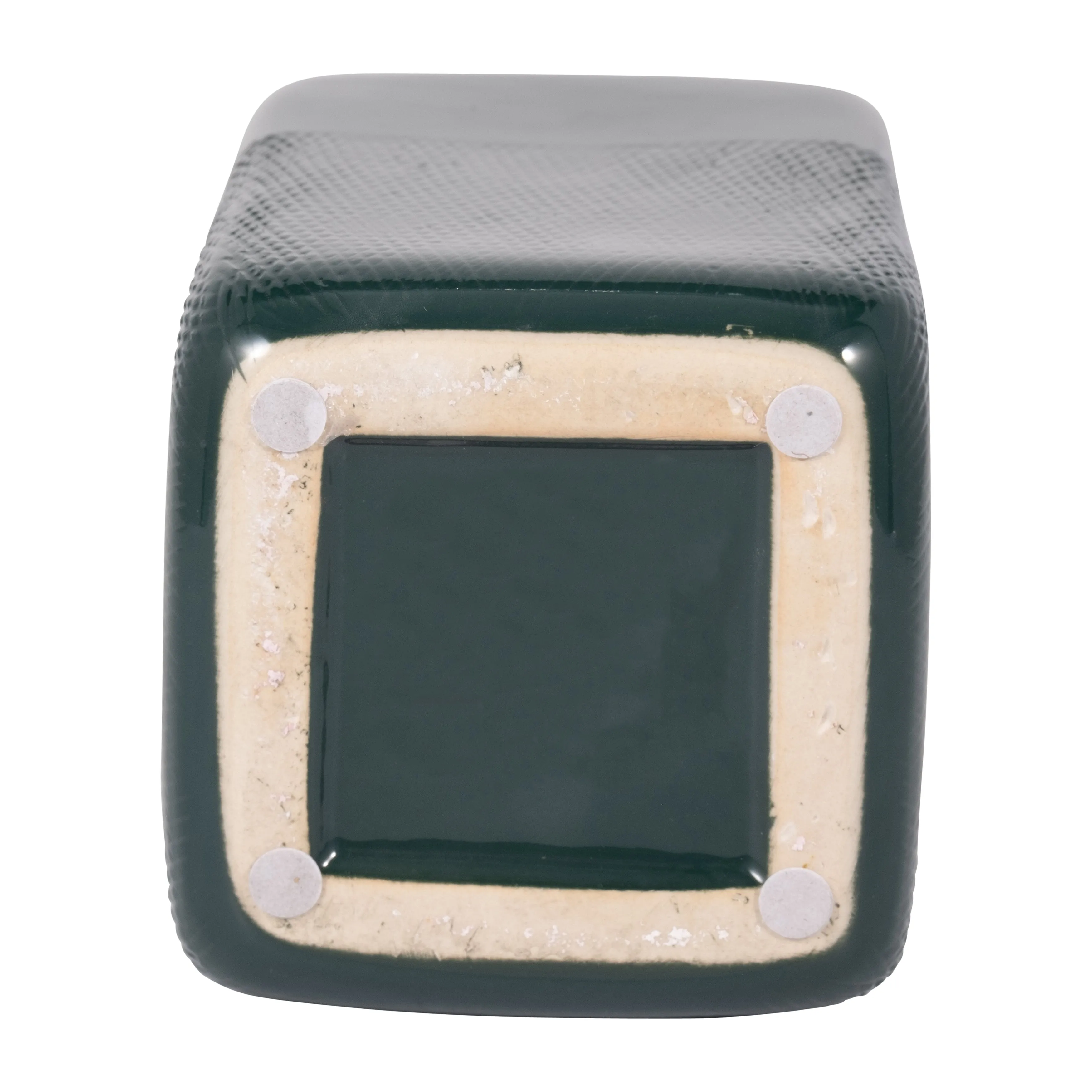 CER, 10" SQUARED GROOVED VASE, FOREST GREEN
