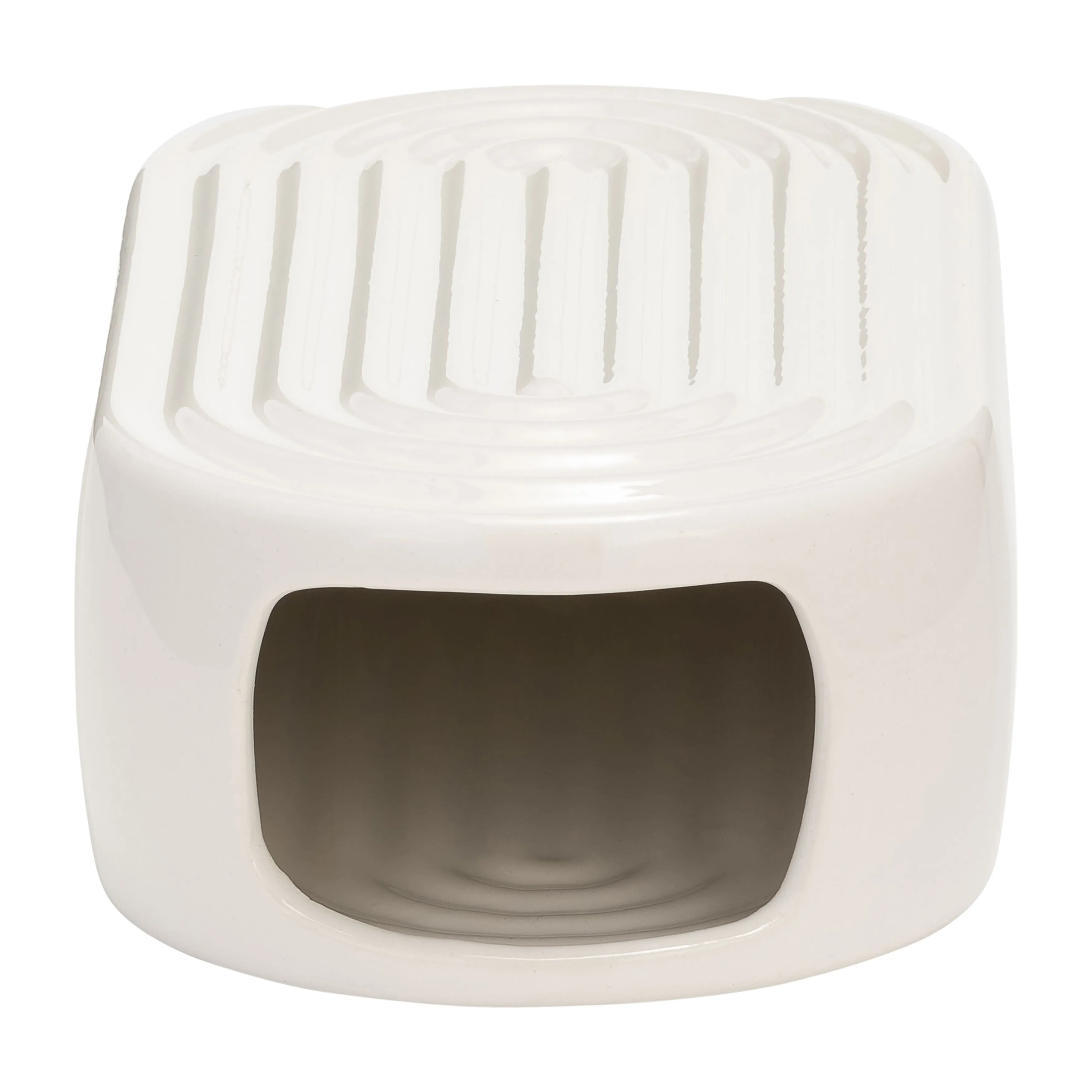 CER, 11" OVAL RIDGED VASE, WHITE