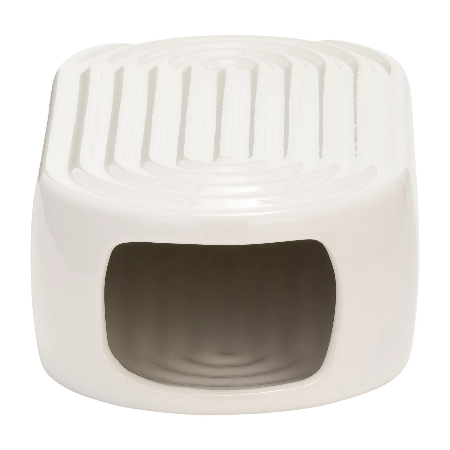 CER, 11" OVAL RIDGED VASE, WHITE