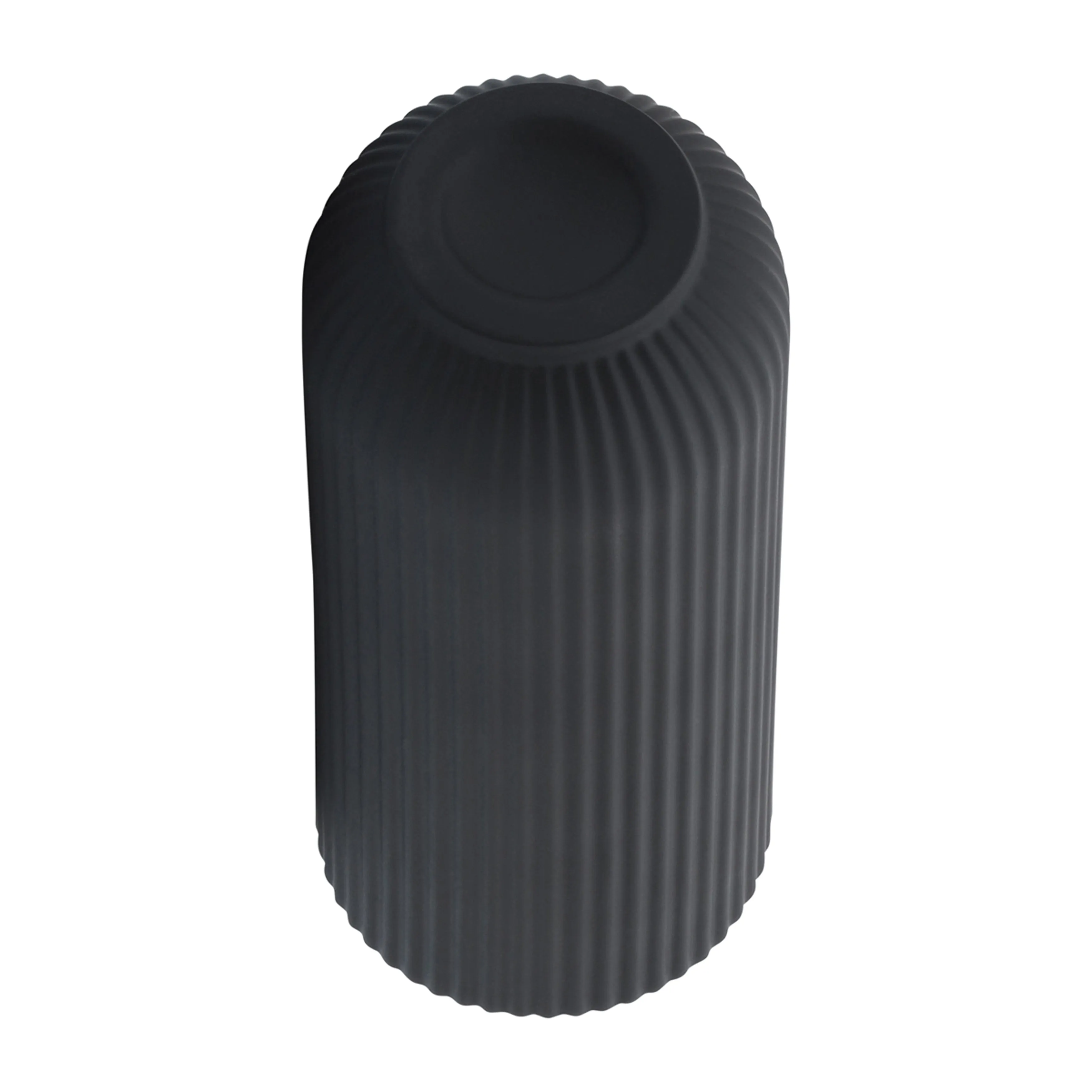 CER, 11"H RIDGED VASE, BLACK