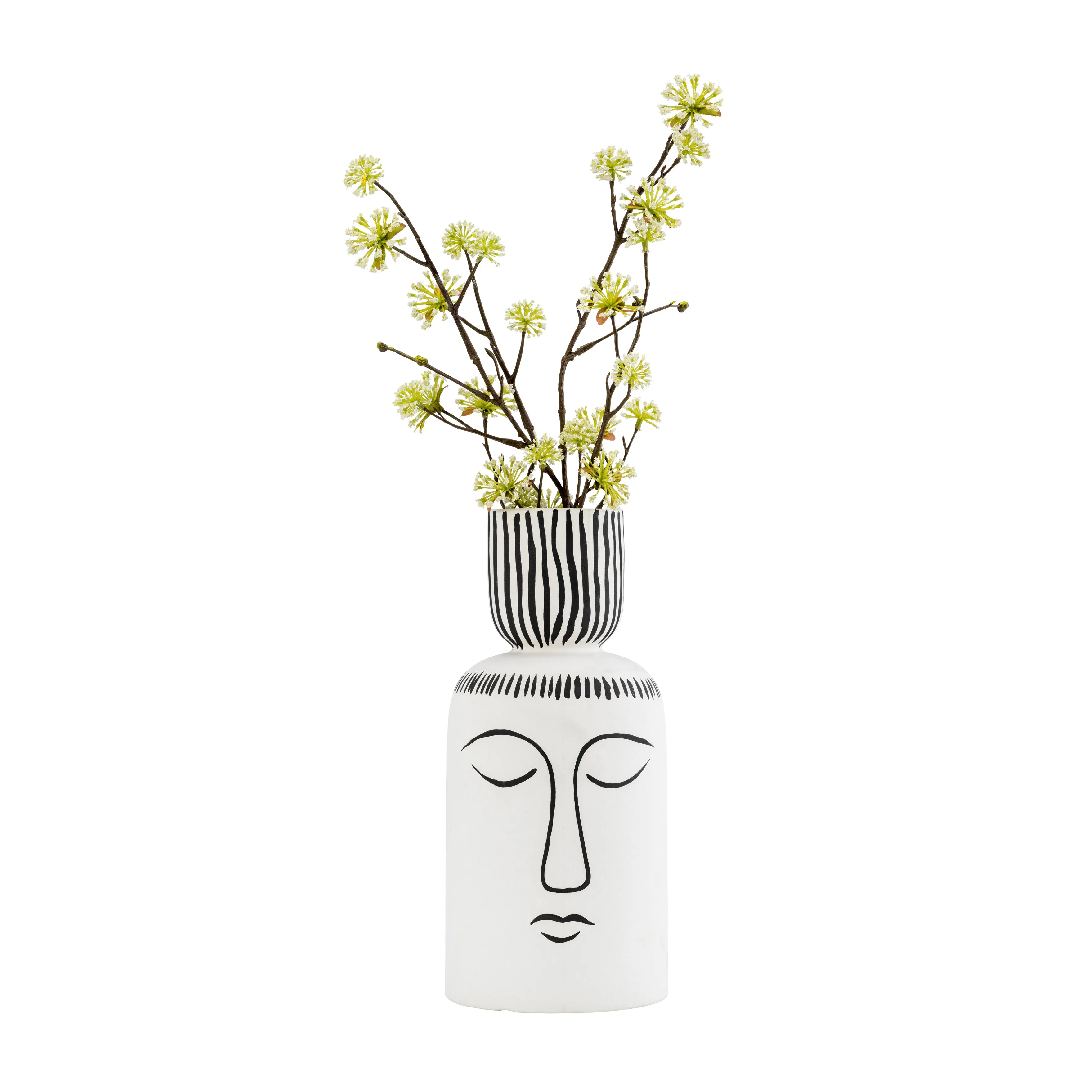 CER, 11"H SLEEPING MAN FLOWER VASE, WHT/BLK