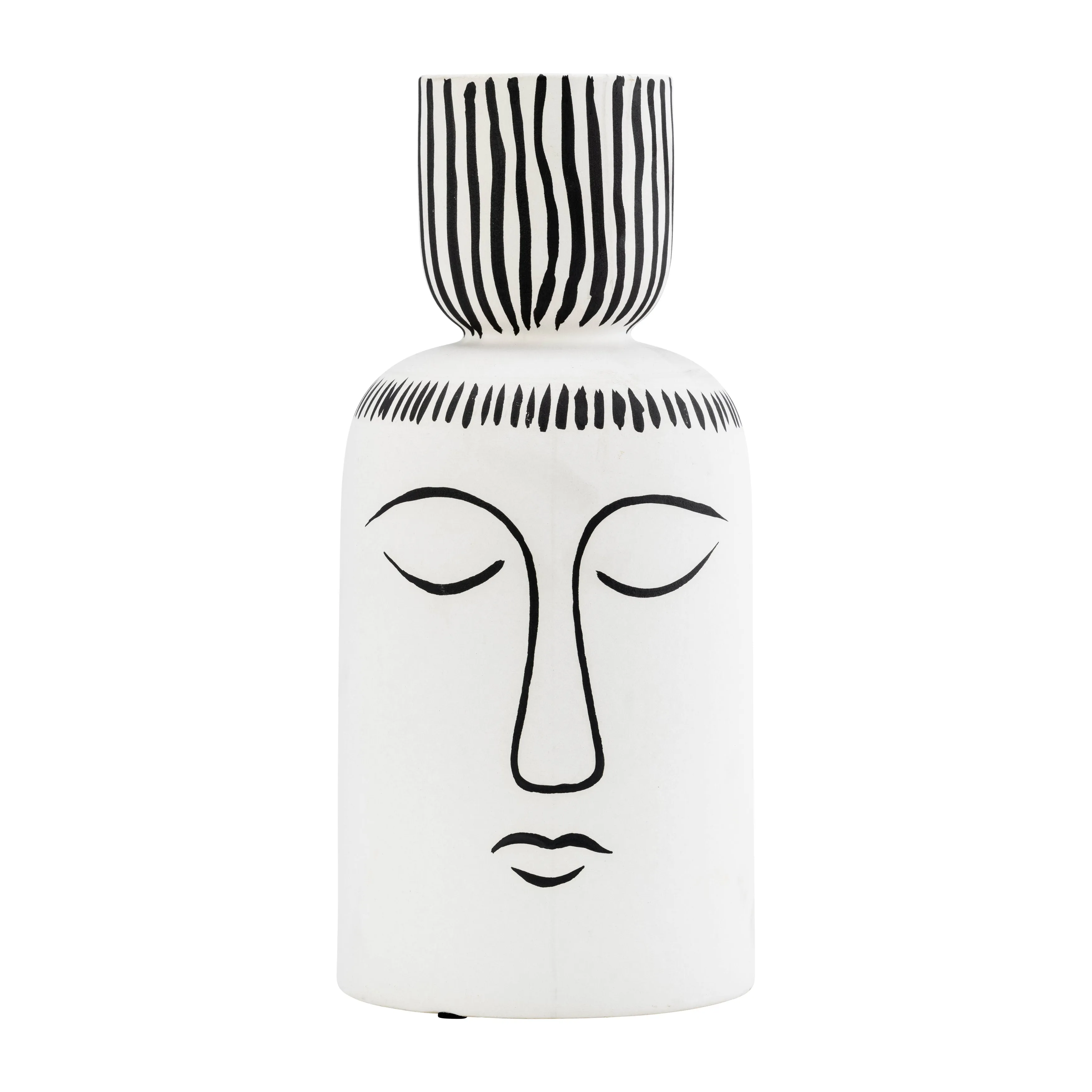 CER, 11"H SLEEPING MAN FLOWER VASE, WHT/BLK