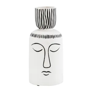 CER, 11"H SLEEPING MAN FLOWER VASE, WHT/BLK