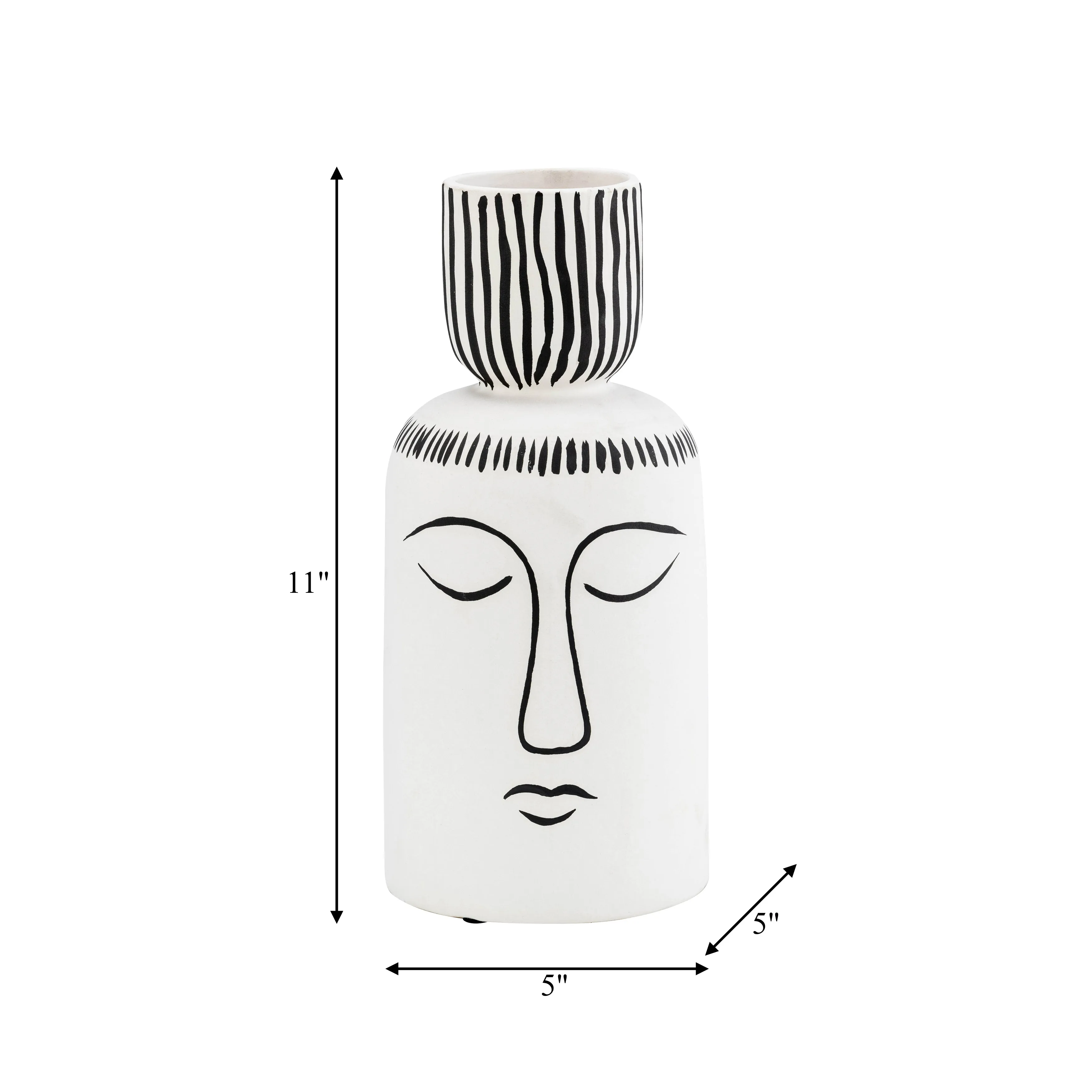 CER, 11"H SLEEPING MAN FLOWER VASE, WHT/BLK