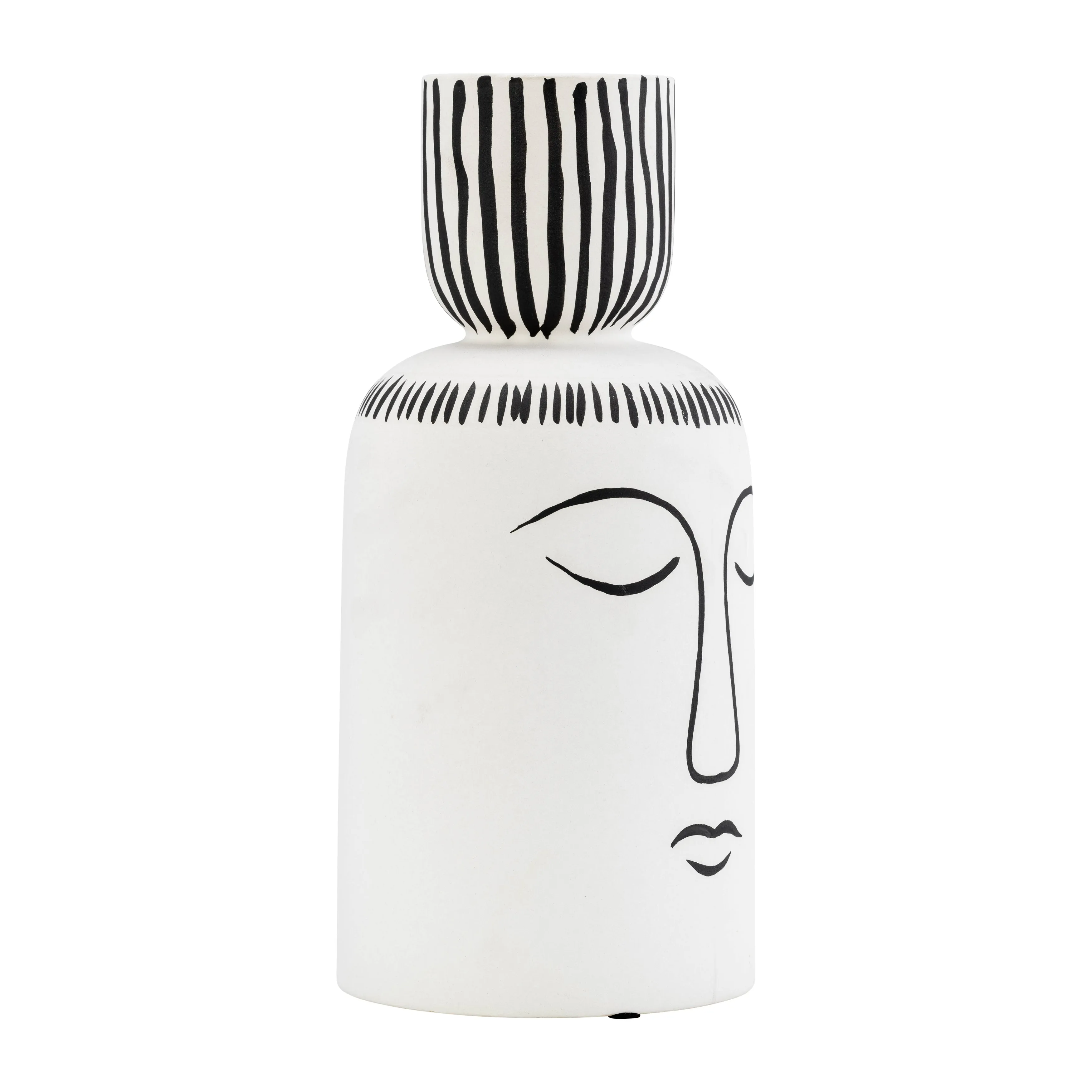 CER, 11"H SLEEPING MAN FLOWER VASE, WHT/BLK